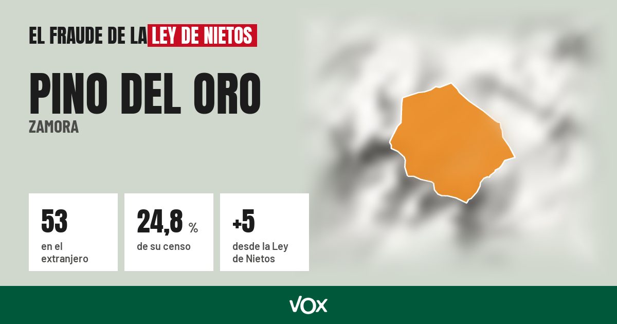 Pino del Oro (Zamora): 53 electores en el extranjero, el 24,8 % de su censo